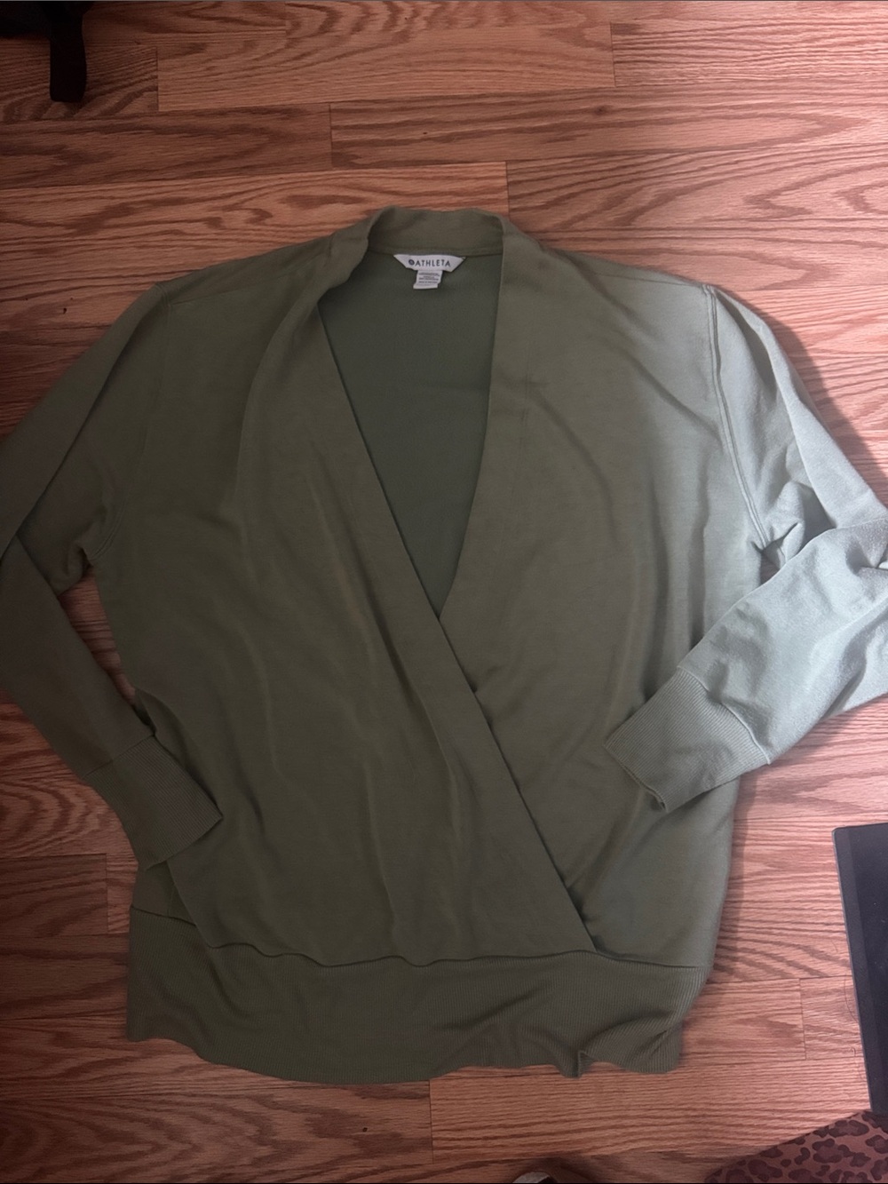 Athleta Olive Green Women's V‑Neck Wrap Sweater
